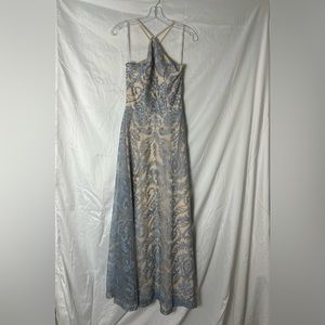 Blue Lace Prom Dress